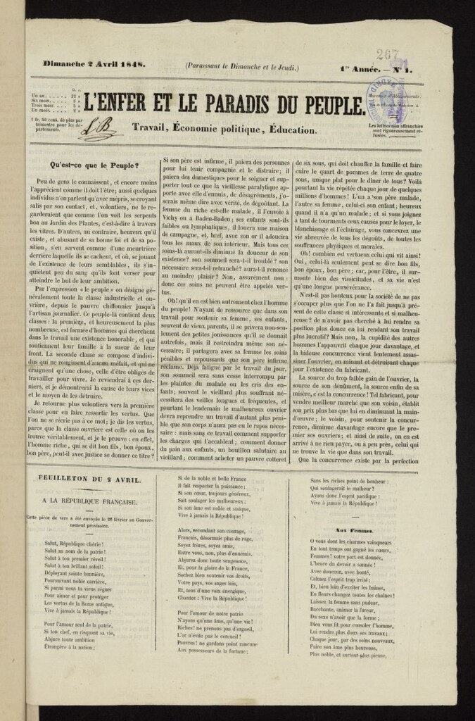 Miniatura de L´Enfer et le paradis du peuple : travail, économie politique, éducation del 2 de abril de 1848, nº 1