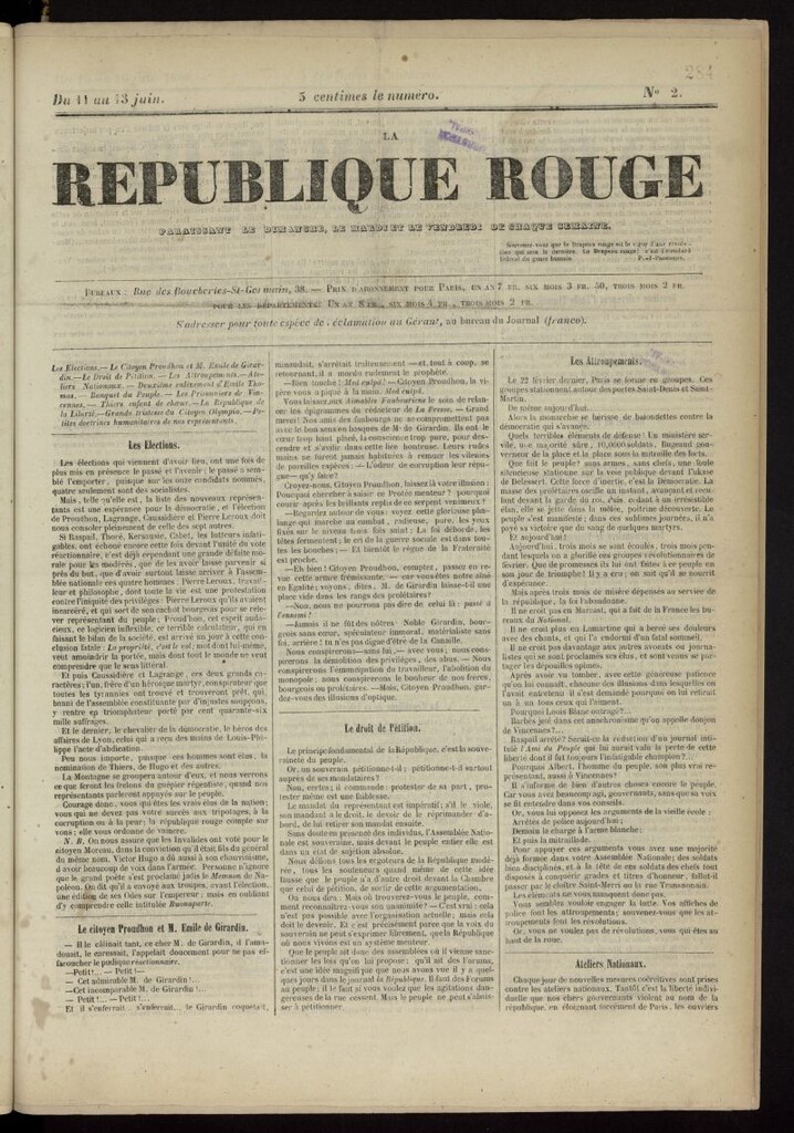 Miniatura de La République rouge del 11 al 13 de junio de 1848, nº 2