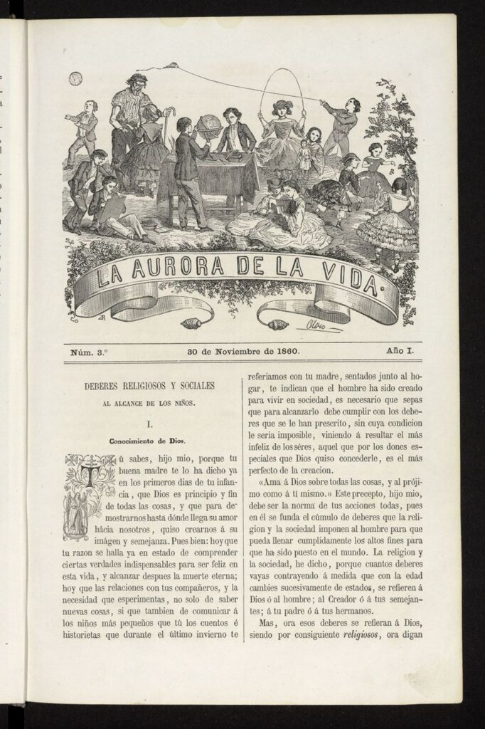 Miniatura de La Aurora de la Vida: único periódico ilustrado dedicado a niños de ambos sexos del 30 de noviembre de 1860, nº 3