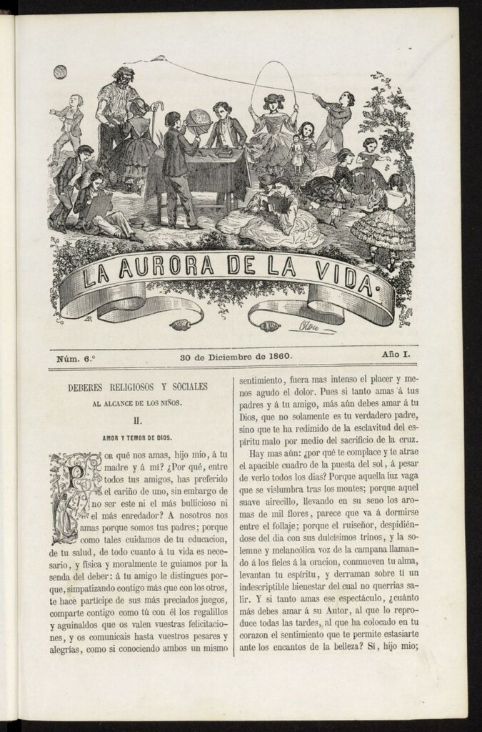 Miniatura de La Aurora de la Vida: único periódico ilustrado dedicado a niños de ambos sexos del 30 de diciembre de 1860, nº 6
