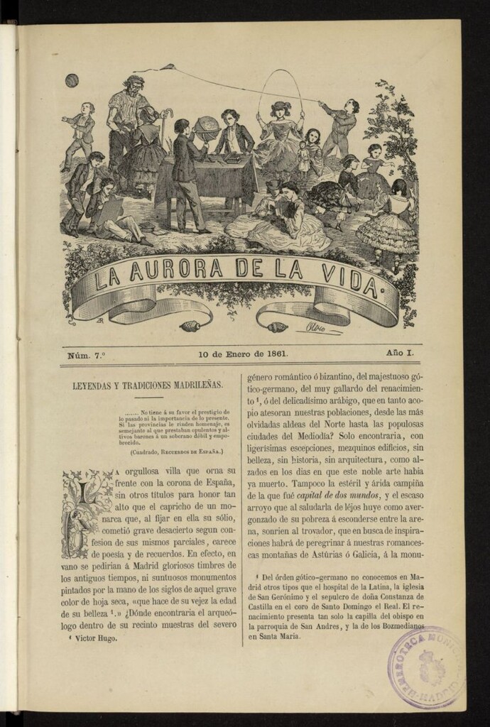 Miniatura de La Aurora de la Vida: único periódico ilustrado dedicado a niños de ambos sexos del 10 de enero de 1861, nº 7