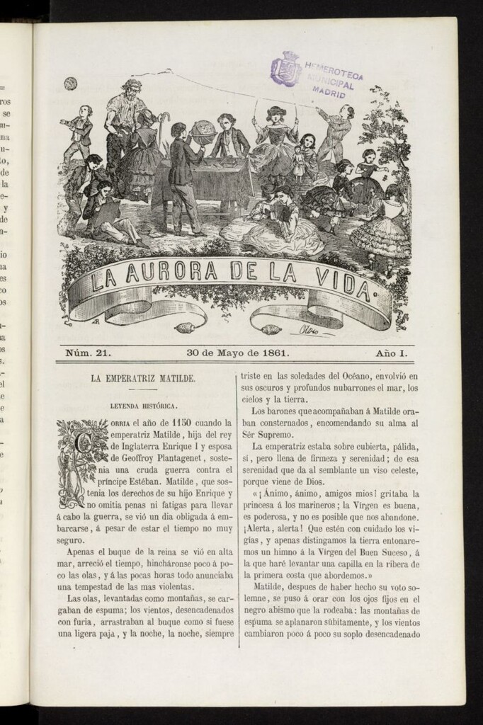 Miniatura de La Aurora de la Vida: único periódico ilustrado dedicado a niños de ambos sexos del 30 de mayo de 1861, nº 21