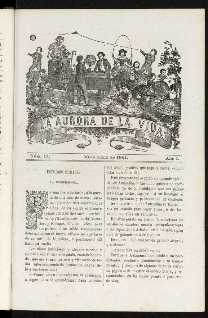 Miniatura de La Aurora de la Vida: único periódico ilustrado dedicado a niños de ambos sexos del 20 de abril de 1861, nº 17