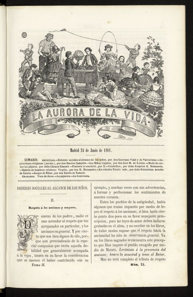 Miniatura de La Aurora de la Vida: único periódico ilustrado dedicado a niños de ambos sexos del 24 de junio de 1861, nº 24