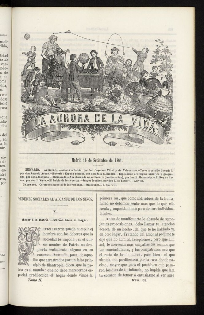 Miniatura de La Aurora de la Vida: único periódico ilustrado dedicado a niños de ambos sexos del 16 de septiembre de 1861, nº 35