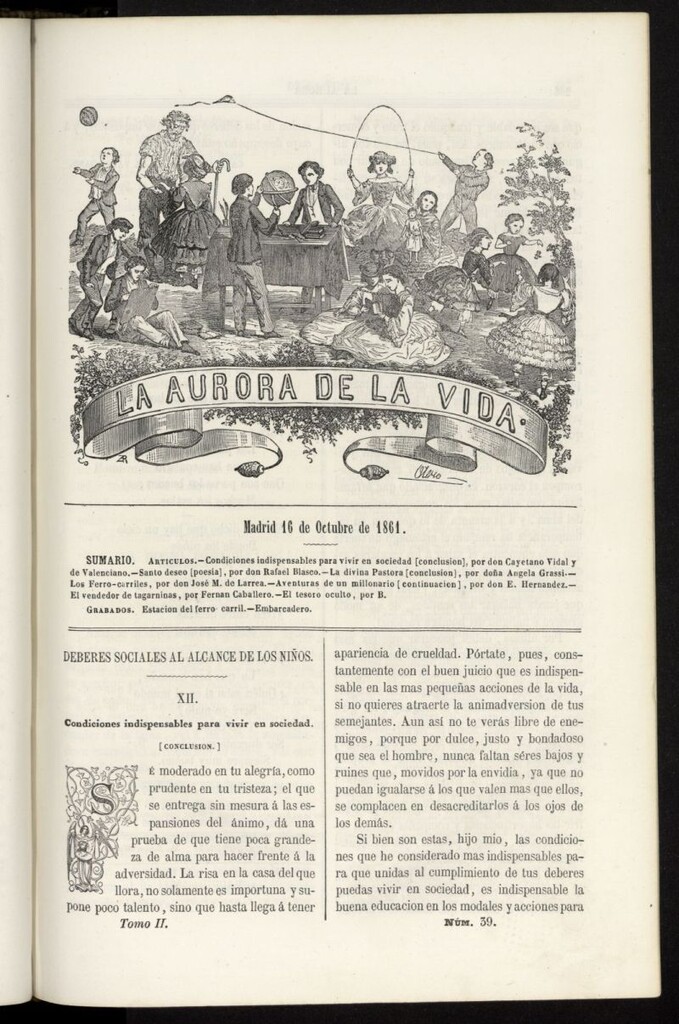 Miniatura de La Aurora de la Vida: único periódico ilustrado dedicado a niños de ambos sexos del 16 de octubre de 1861, nº 39