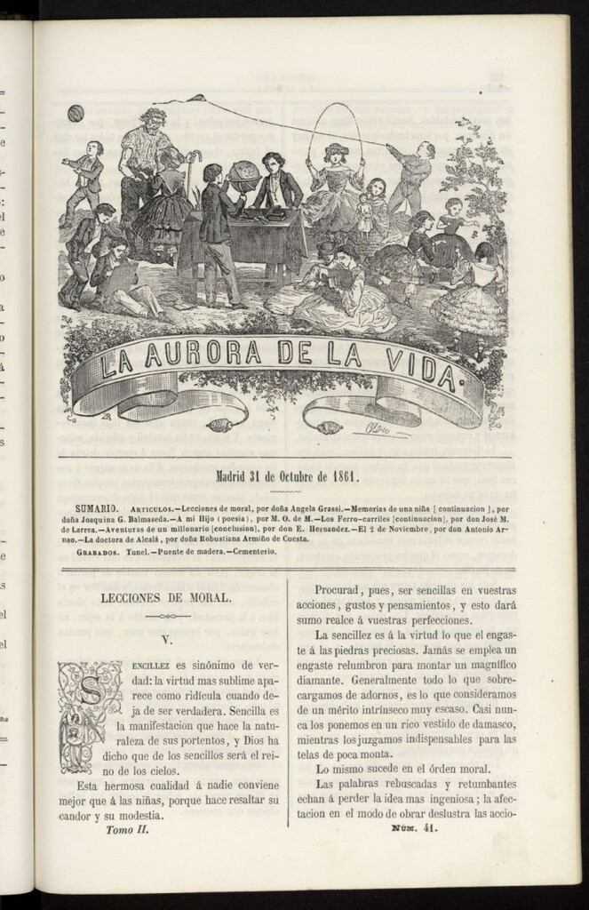 Miniatura de La Aurora de la Vida: único periódico ilustrado dedicado a niños de ambos sexos del 31 de octubre de 1861, nº 41