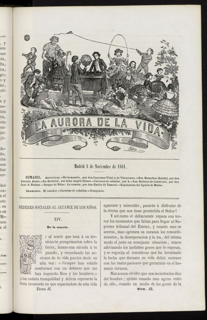 Miniatura de La Aurora de la Vida: único periódico ilustrado dedicado a niños de ambos sexos del 8 de noviembre de 1861, nº 42