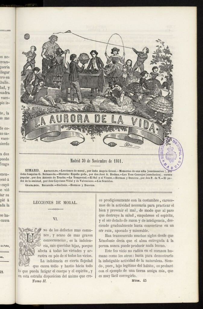 Miniatura de La Aurora de la Vida: único periódico ilustrado dedicado a niños de ambos sexos del 30 de noviembre de 1861, nº 45