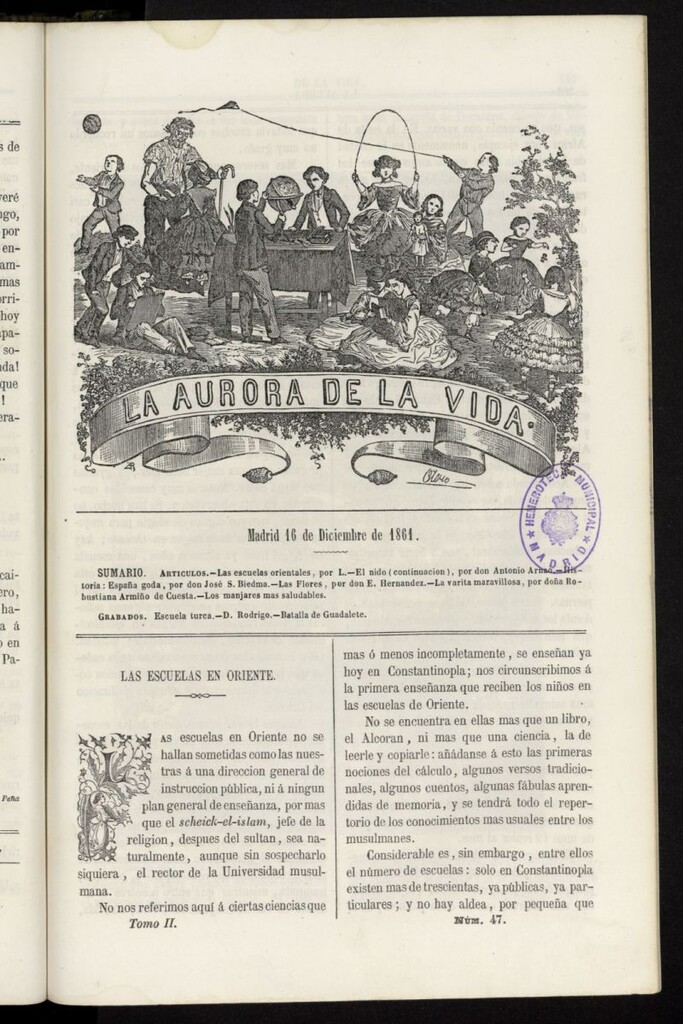 Miniatura de La Aurora de la Vida: único periódico ilustrado dedicado a niños de ambos sexos del 16 de diciembre de 1861, nº 47