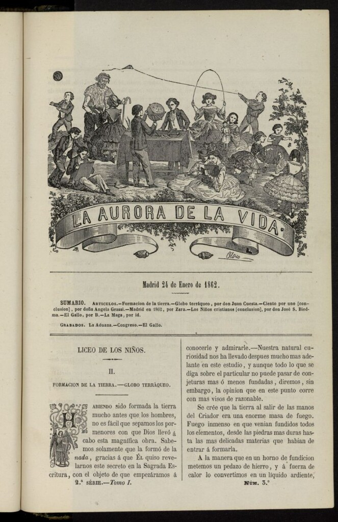 Miniatura de La Aurora de la Vida: único periódico ilustrado dedicado a niños de ambos sexos del 24 de enero de 1862, nº 3