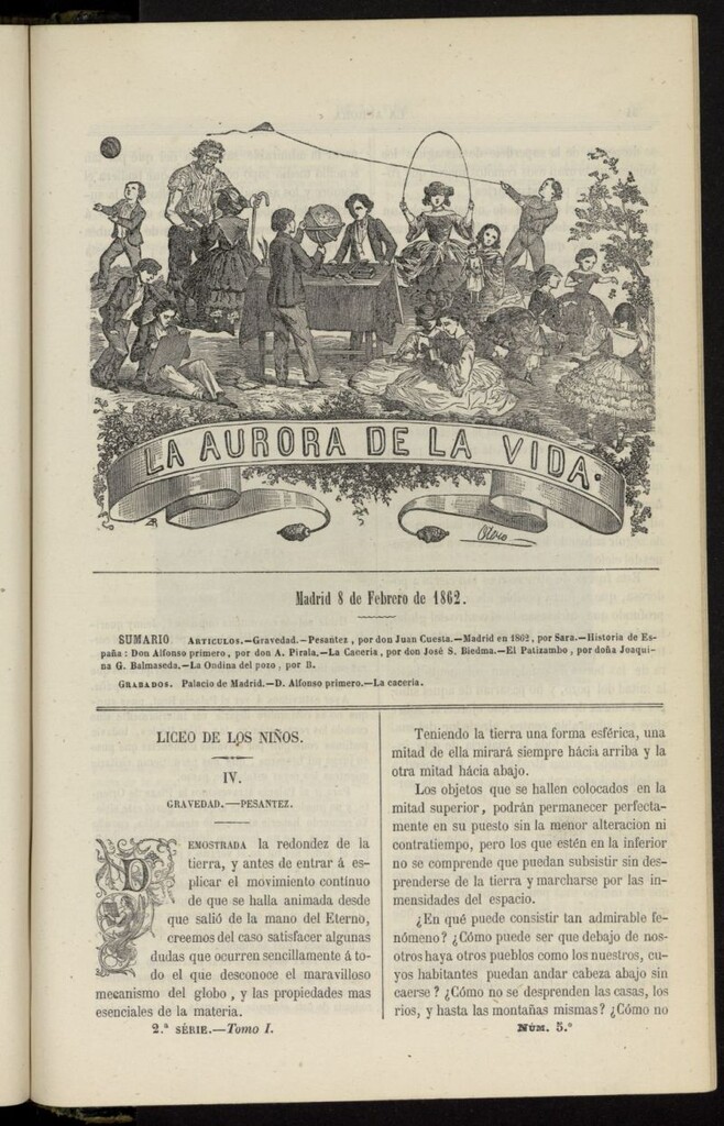 Miniatura de La Aurora de la Vida: único periódico ilustrado dedicado a niños de ambos sexos del 8 de febrero de 1862, nº 5