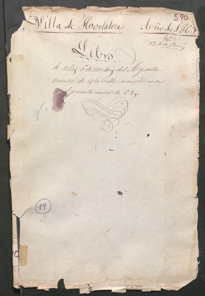 Miniatura de Actas y acuerdos del ayuntamiento de Hortaleza de 1863. Libro 590.