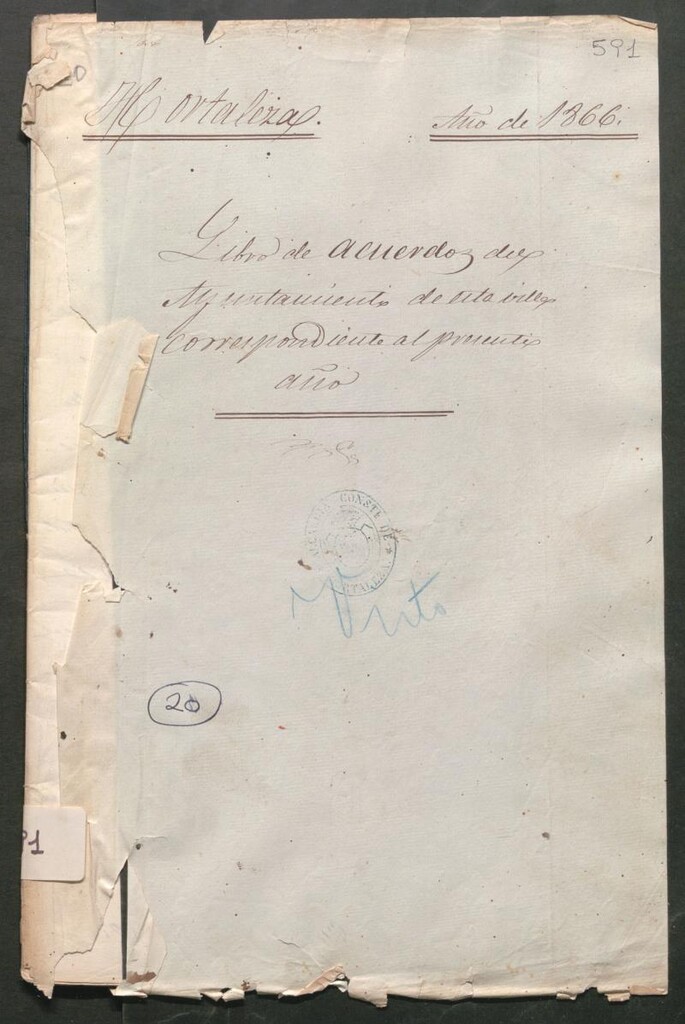 Miniatura de Actas y acuerdos del ayuntamiento de Hortaleza de 1866. Libro 591.