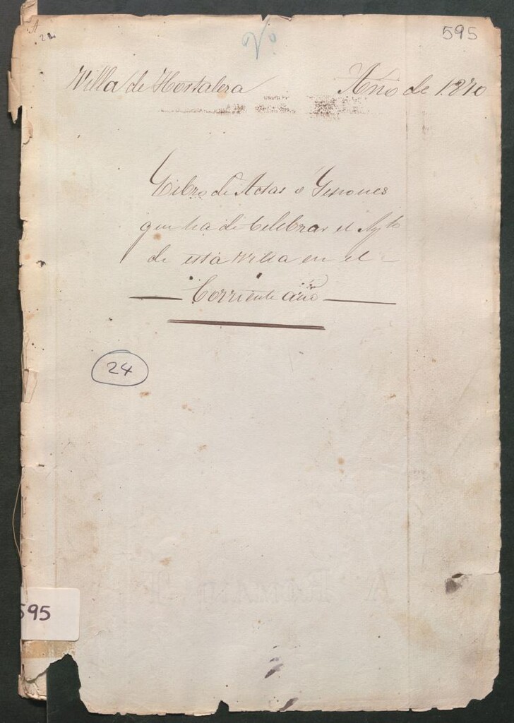 Miniatura de Actas y acuerdos del ayuntamiento de Hortaleza de 1870. Libro 595.