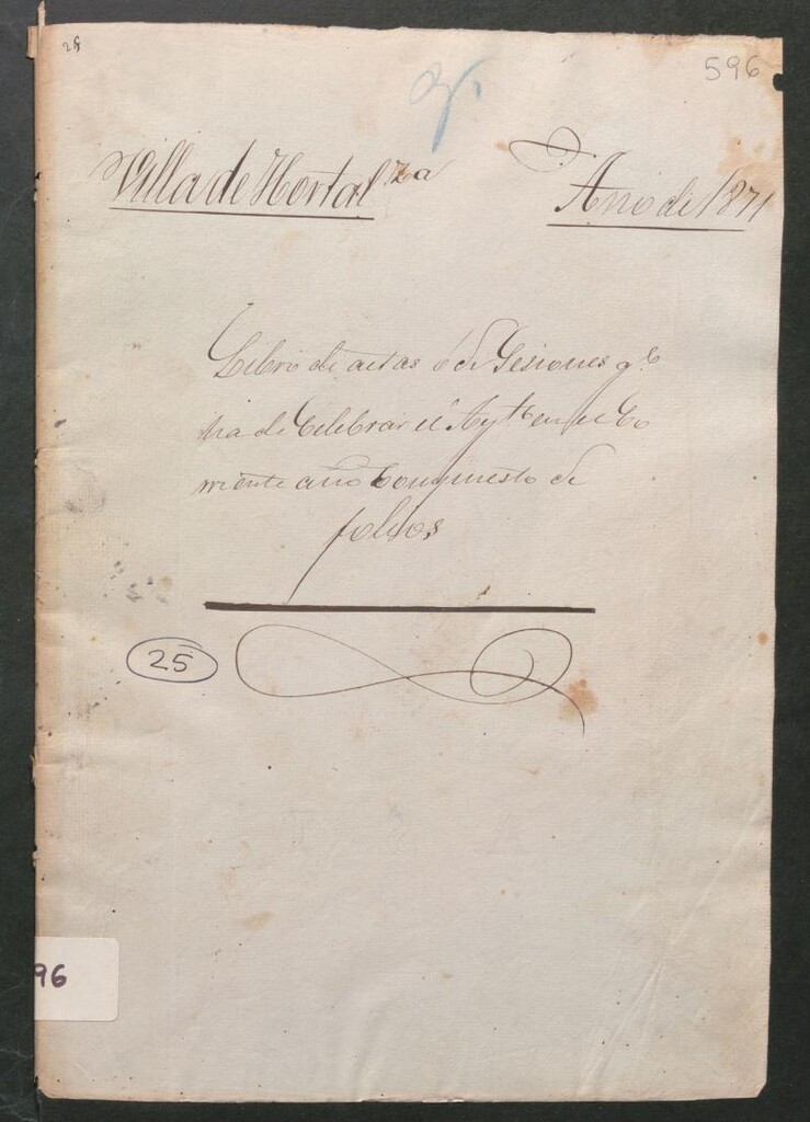 Miniatura de Actas y acuerdos del ayuntamiento de Hortaleza de 1871. Libro 596.