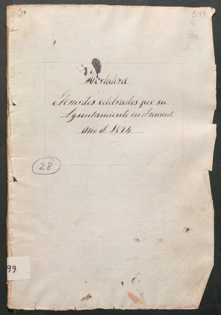 Miniatura de Actas y acuerdos del ayuntamiento de Hortaleza de 1874. Libro 599.
