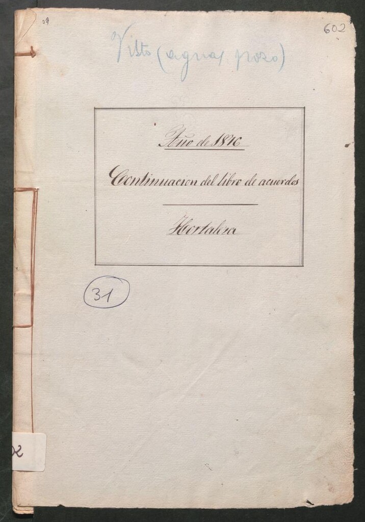 Miniatura de Actas y acuerdos del ayuntamiento de Hortaleza de 1876. Libro 602.
