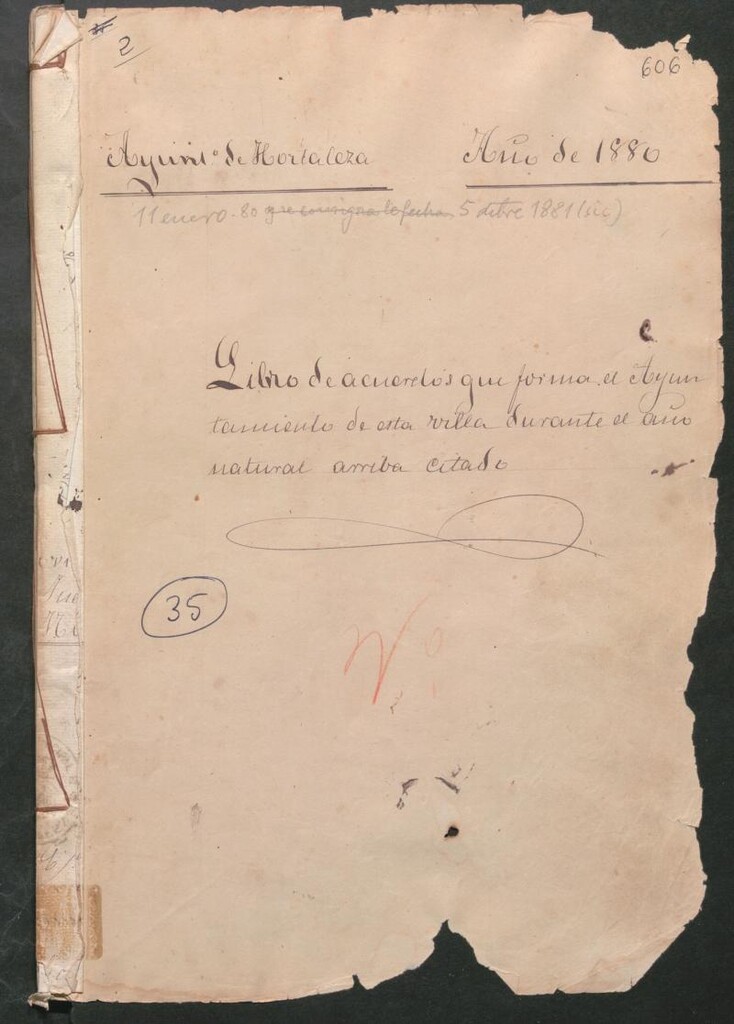 Miniatura de Actas y acuerdos del ayuntamiento de Hortaleza de 1880-1881. Libro 606.