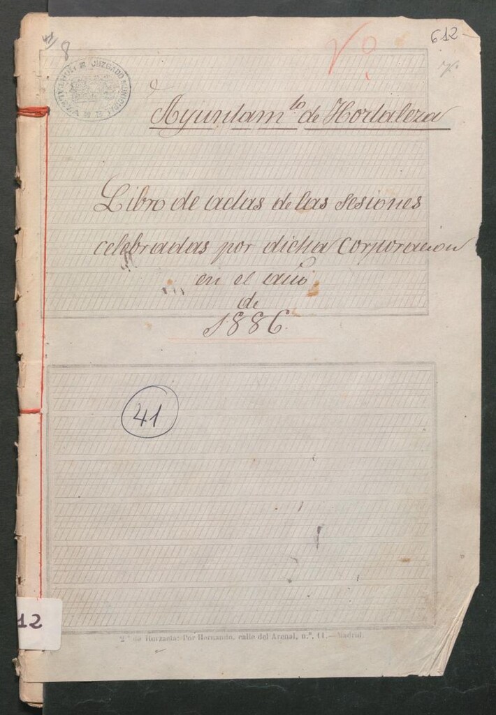 Miniatura de Actas y acuerdos del ayuntamiento de Hortaleza de 1886. Libro 612.
