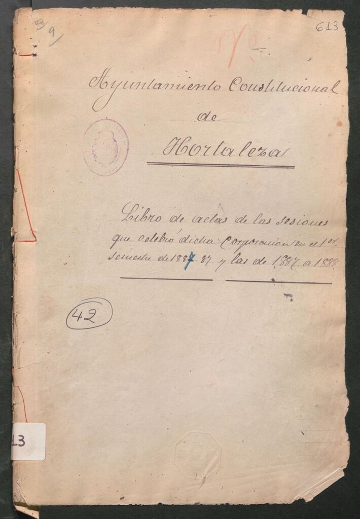 Miniatura de Actas y acuerdos del ayuntamiento de Hortaleza de 1887. Libro 613.