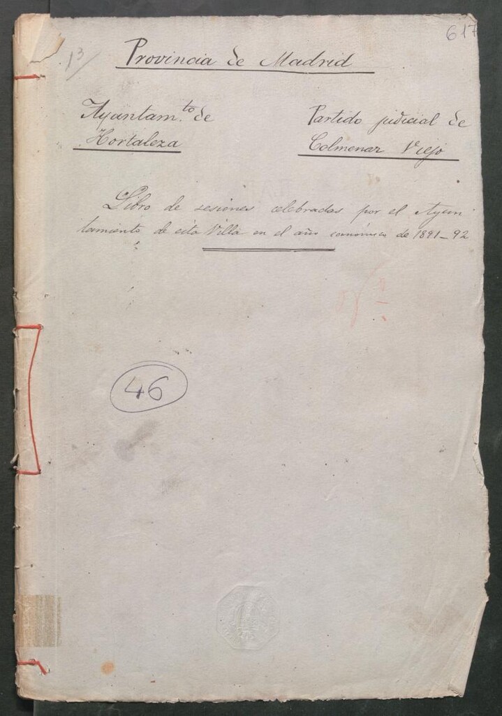 Miniatura de Actas y acuerdos del ayuntamiento de Hortaleza de 1891-1892. Libro 617.