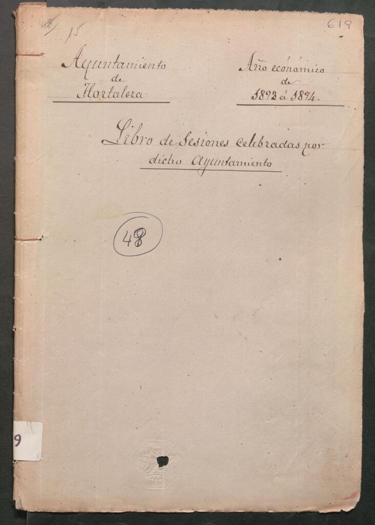 Miniatura de Actas y acuerdos del ayuntamiento de Hortaleza de 1893-1894. Libro 619.