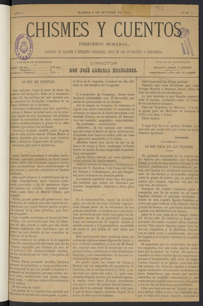 Miniatura de Chismes y cuentos del 6 de octubre de 1883