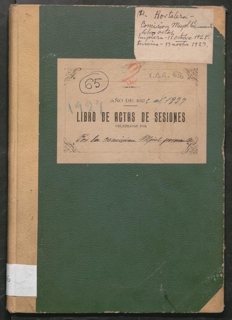 Miniatura de Actas y acuerdos del ayuntamiento de Hortaleza de 1925-1927. Libro 636.