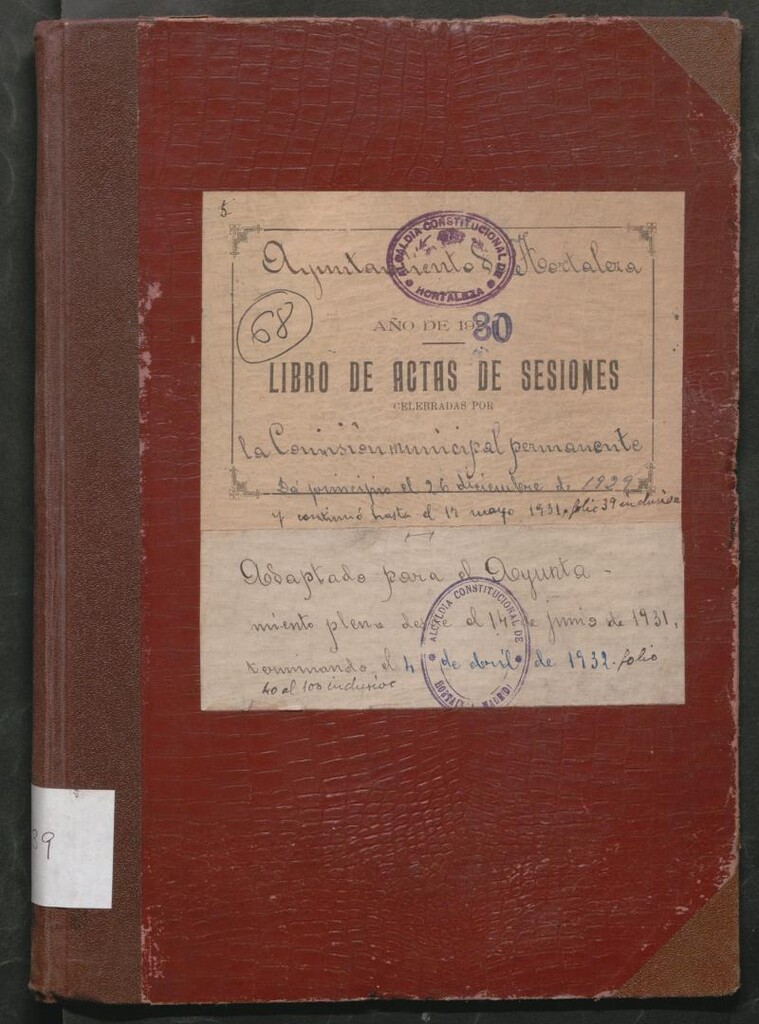 Miniatura de Actas y acuerdos del ayuntamiento de Hortaleza de 1930-1932. Libro 639.