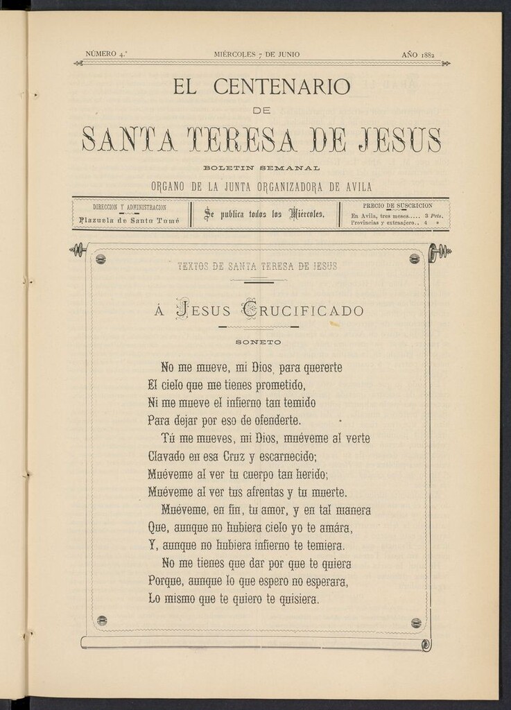 Miniatura de El Centenario de Santa Teresa de Jesús del 7 de junio de 1882