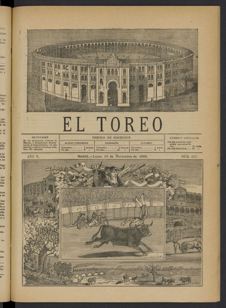 Miniatura de El Toreo: suplemento a "La Correspondencia Teatral" del 19 de noviembre de 1883, nº 437