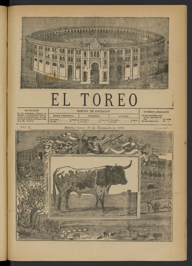 Miniatura de El Toreo: suplemento a "La Correspondencia Teatral" del 26 de noviembre de 1883, nº 438