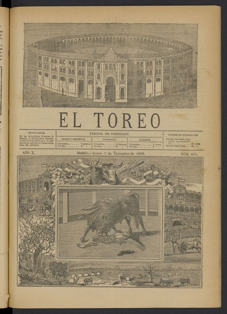 Miniatura de El Toreo: suplemento a "La Correspondencia Teatral" del 3 de diciembre de 1883, nº 439