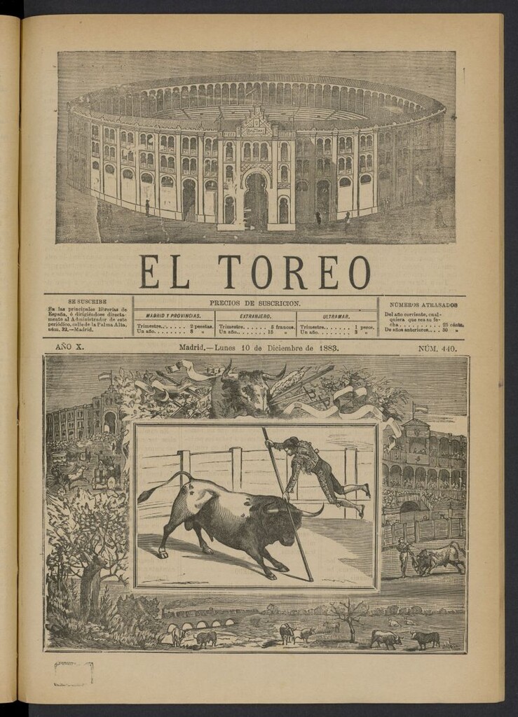 Miniatura de El Toreo: suplemento a "La Correspondencia Teatral" del 10 de diciembre de 1883, nº 440