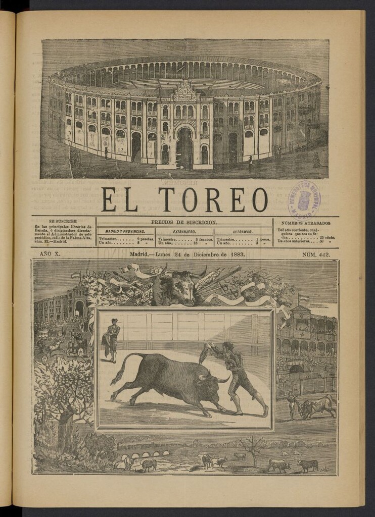Miniatura de El Toreo: suplemento a "La Correspondencia Teatral" del 24 de diciembre de 1883, nº 442