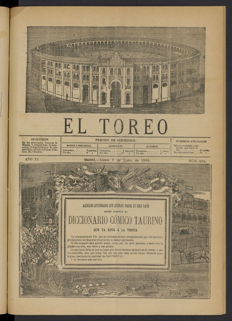 Miniatura de El Toreo: suplemento a "La Correspondencia Teatral" del 7 de enero de 1884, nº 444