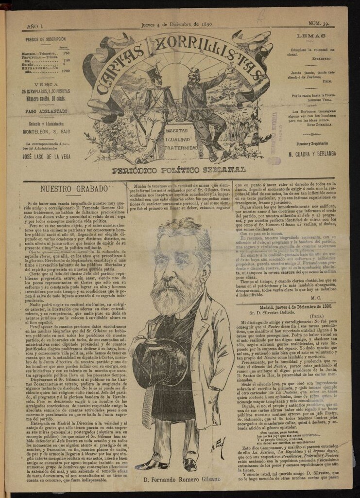 Miniatura de Cartas Zorrillistas del 4 de diciembre de 1890
