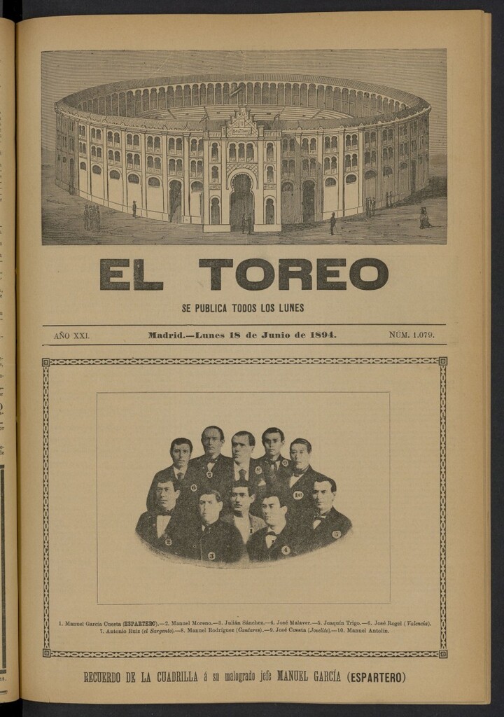 Miniatura de El Toreo: suplemento a "La Correspondencia Teatral" del 18 de junio de 1894, nº 1079