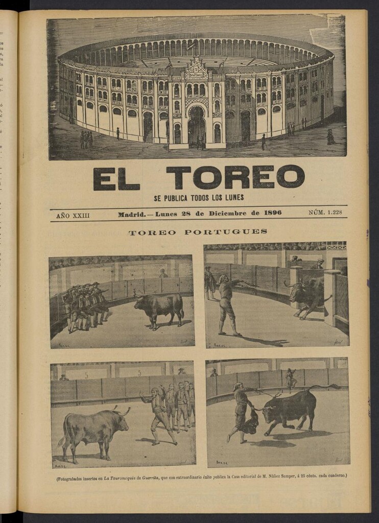 Miniatura de El Toreo: suplemento a "La Correspondencia Teatral" del 28 de diciembre de 1896, nº 1228