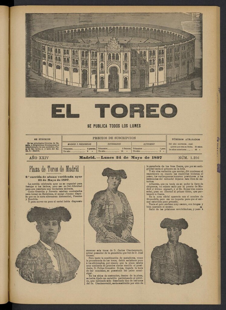 Miniatura de El Toreo: suplemento a "La Correspondencia Teatral" del 24 de mayo de 1897, nº 1256