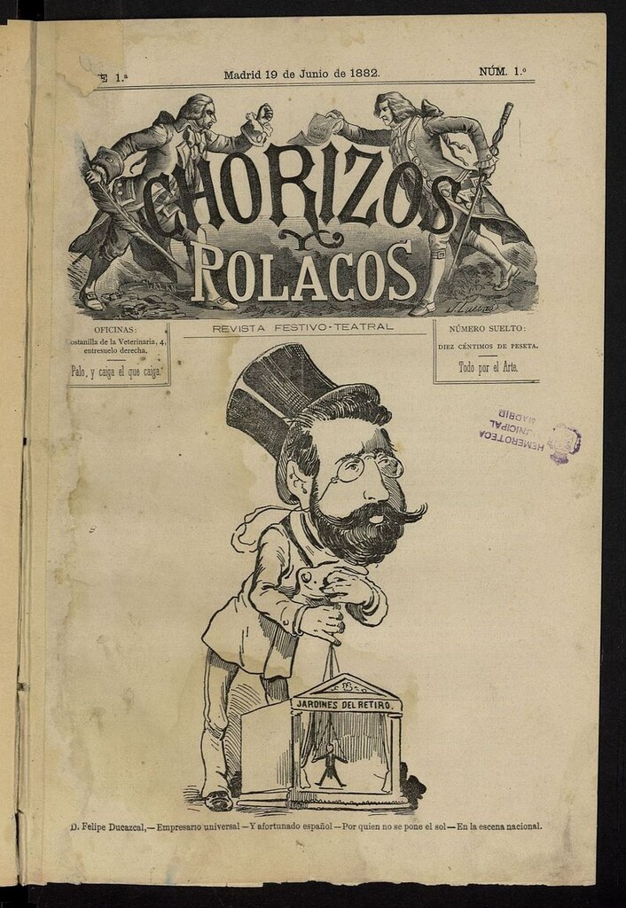 Miniatura de Chorizos y Polacos: revista festiva-teatral del 19 de junio de 1882, nº 1