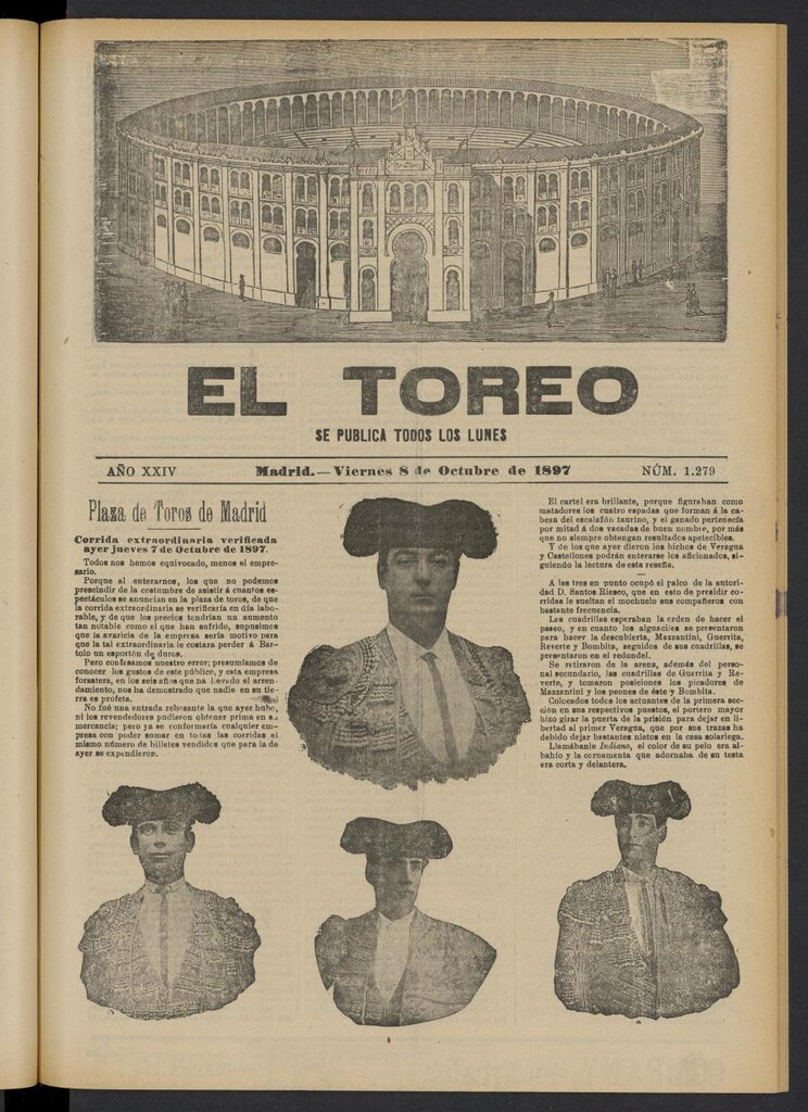 Miniatura de El Toreo: suplemento a "La Correspondencia Teatral" del 8 de octubre de 1897, nº 1279