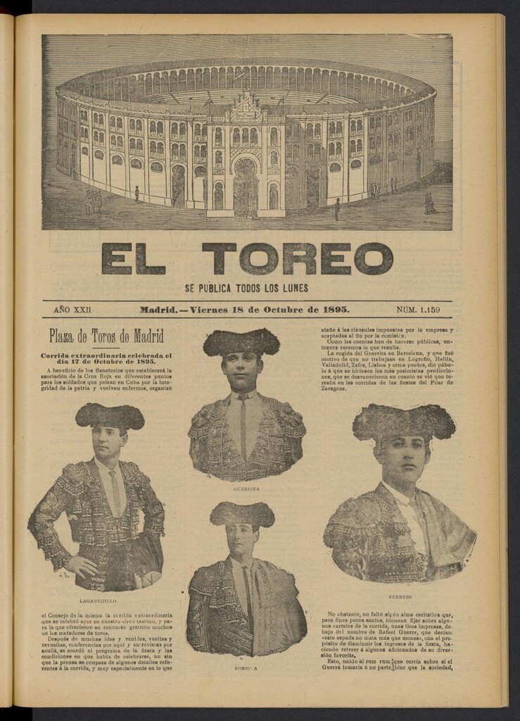 Miniatura de El Toreo: suplemento a "La Correspondencia Teatral" del 18 de octubre de 1895, nº 1159