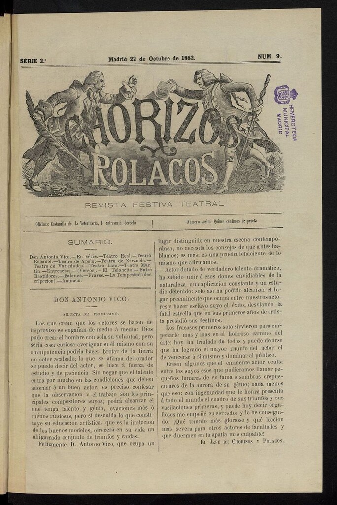 Miniatura de Chorizos y Polacos: revista festiva-teatral del 22 de octubre de 1882