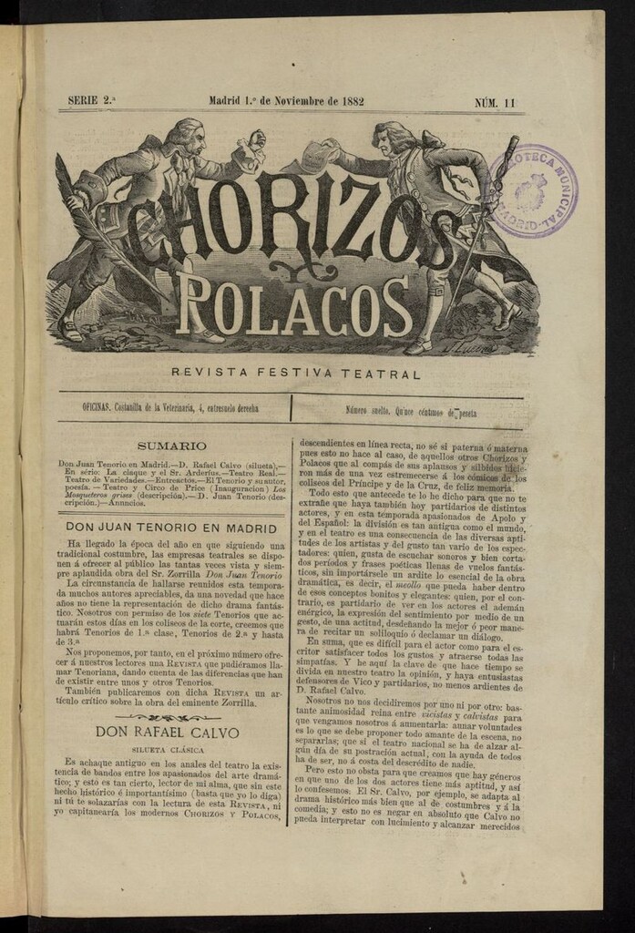 Miniatura de Chorizos y Polacos: revista festiva-teatral del 1 de noviembre de 1882