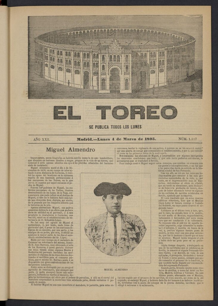 Miniatura de El Toreo: suplemento a "La Correspondencia Teatral" del 4 de marzo de 1895, nº 1117