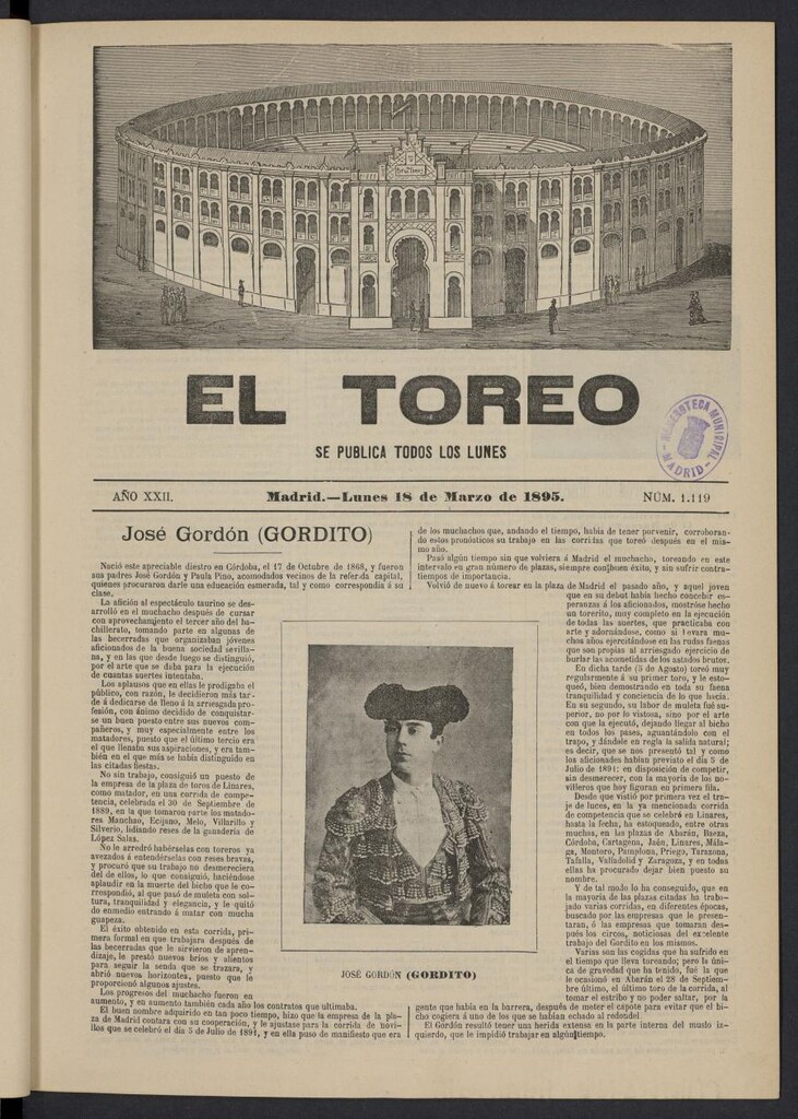 Miniatura de El Toreo: suplemento a "La Correspondencia Teatral" del 18 de marzo de 1895, nº 1119