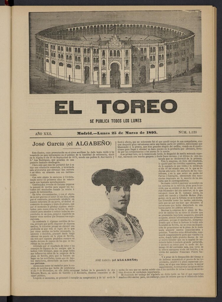 Miniatura de El Toreo: suplemento a "La Correspondencia Teatral" del 25 de marzo de 1895, nº 1120