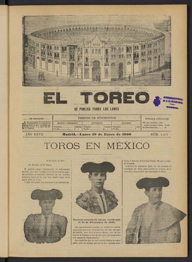 Miniatura de El Toreo: suplemento a "La Correspondencia Teatral" del 29 de enero de 1900, nº 1411